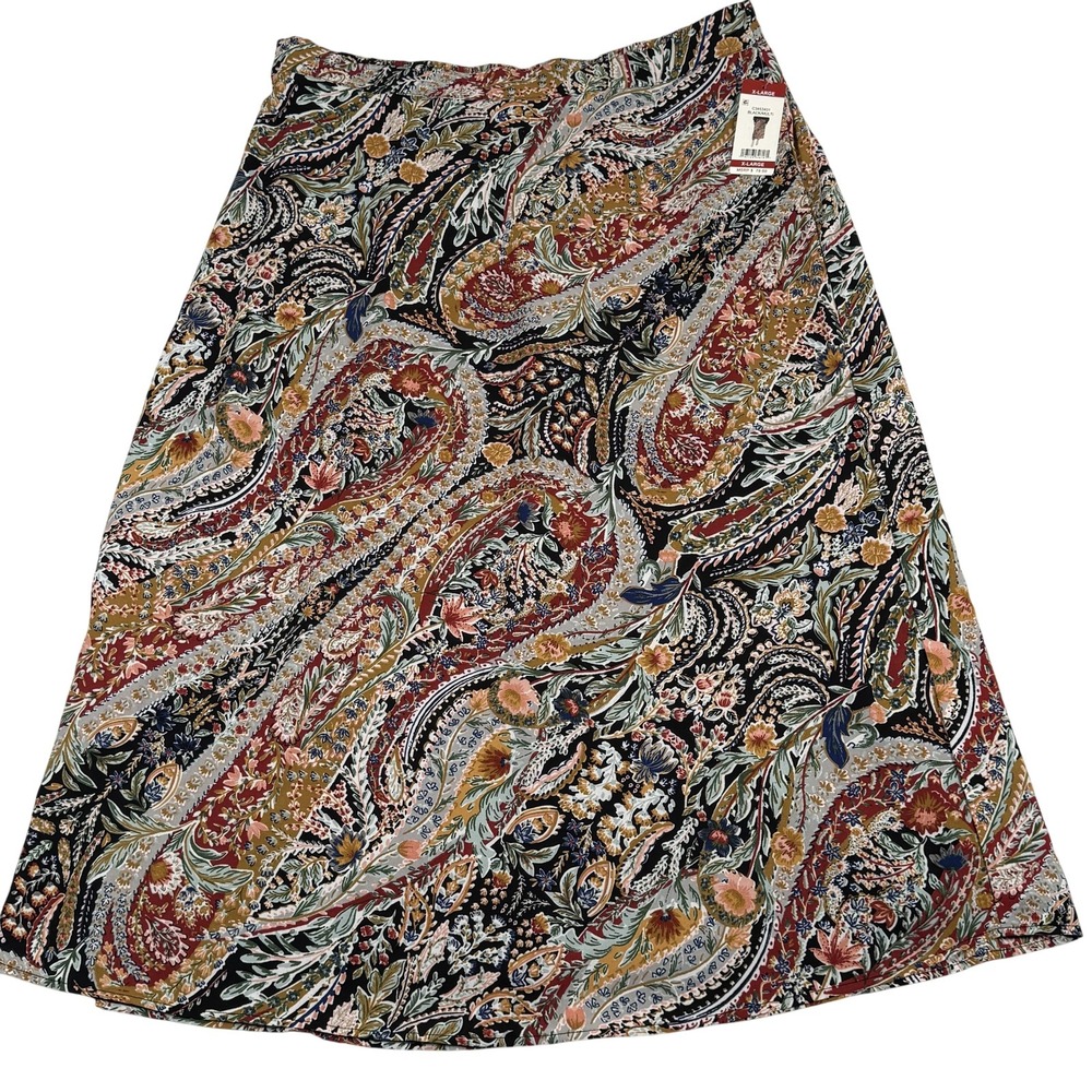 Vince Camuto Skirt XL Paisley A Line Midi Office Career Boho Chic Tapestry NWT‎